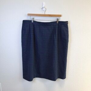 Vtg Pendleton Wool Gingham Skirt Womens 20W Academia School Girl Career
